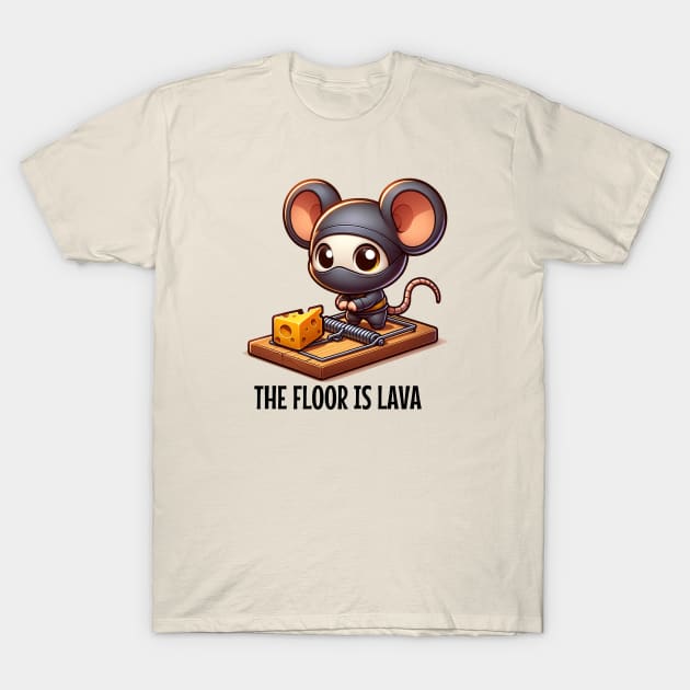 Ninja Mouse: "The Floor is Lava" T-Shirt by Critter Chaos